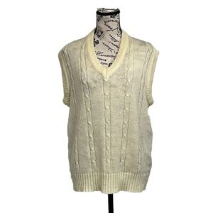 Vintage Troy Hill Sweater Vest 80s/90s Mens Cableknit Fishermen Preppy Grampa L